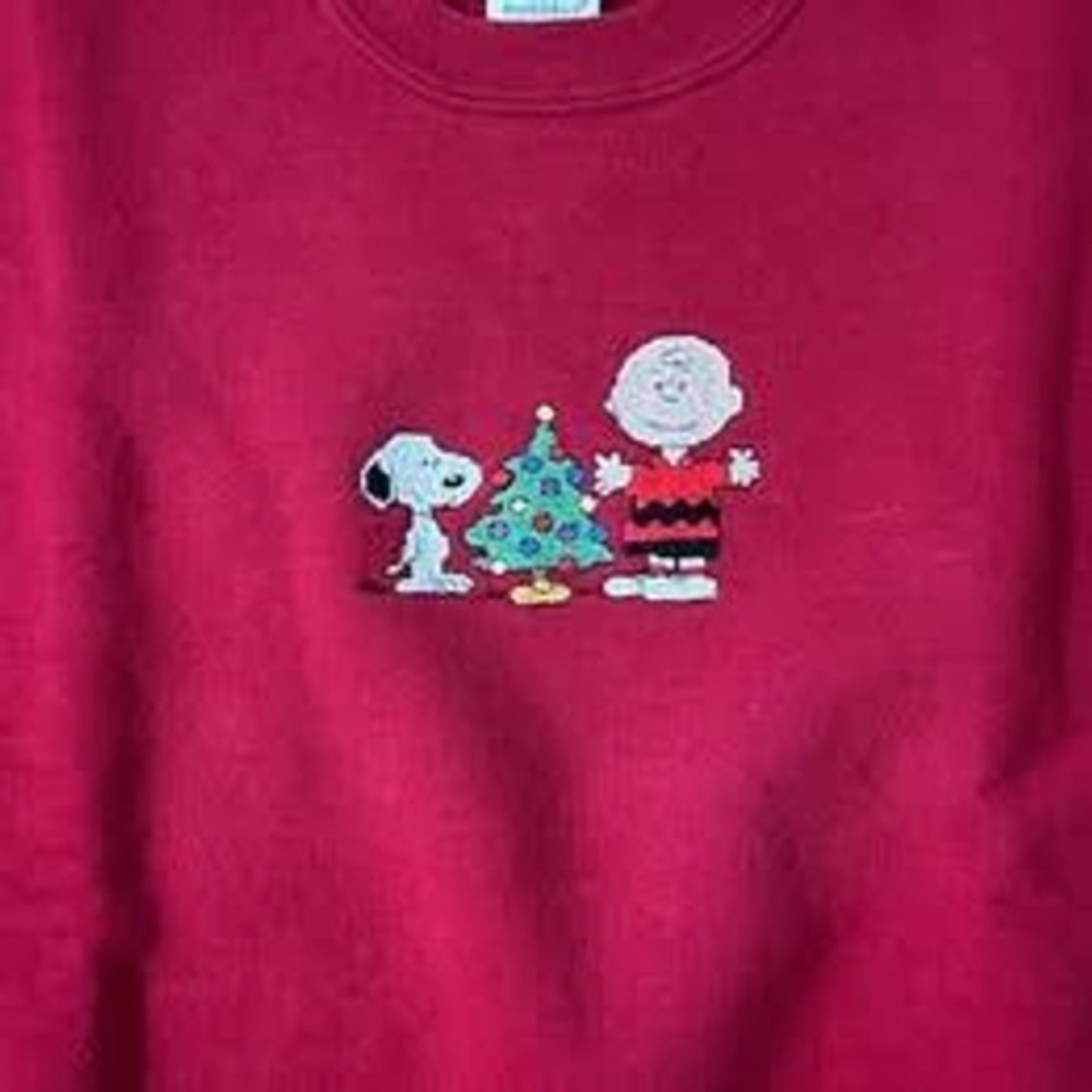 Vintage Russell Athletic Snoopy Charlie Brown Christmas Sweatshirt Women XL